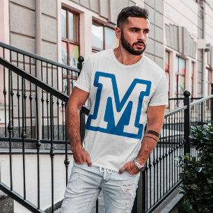 Blauer Buchstabe M Herren T-Shirt