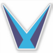 Blauer Buchstabe V Monogramm Aufkleber (Vorderseite)