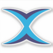 Blauer Buchstabe X Monogramm Aufkleber (Vorderseite)