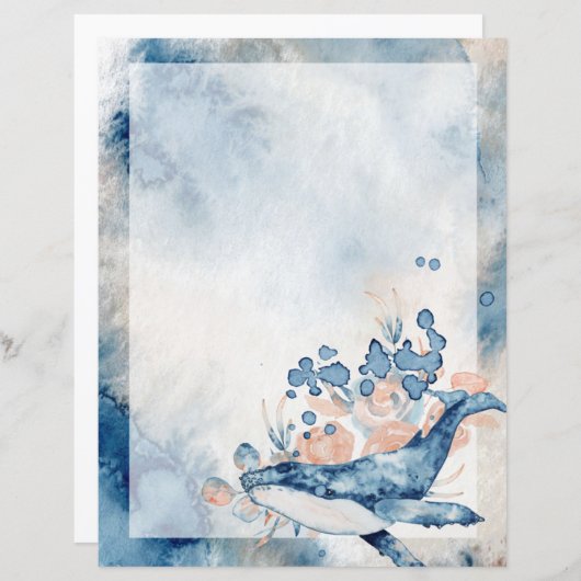 Blauer Buckelwal Unausgeglichene Schreibpapiere (Vorne/Hinten)