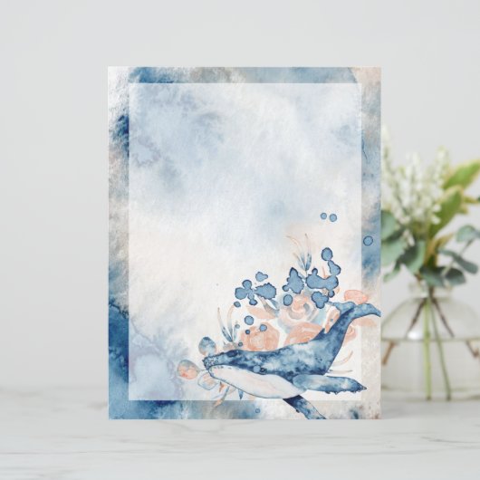 Blauer Buckelwal Unausgeglichene Schreibpapiere (Stehend Vorderseite)