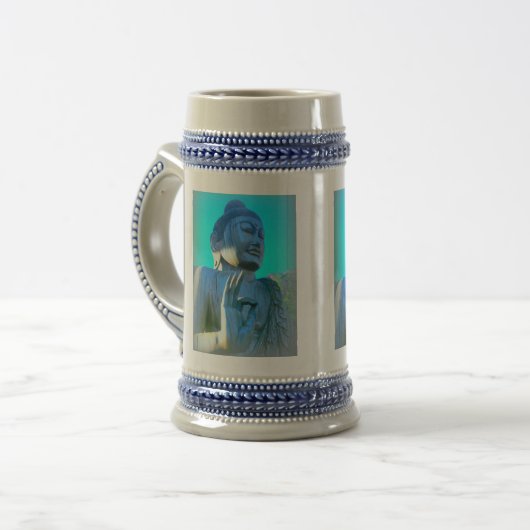 Blauer Buddha Bierglas (Vorderseite Links)