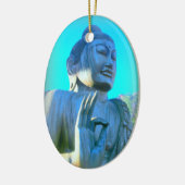 Blauer Buddha Keramikornament (Links)