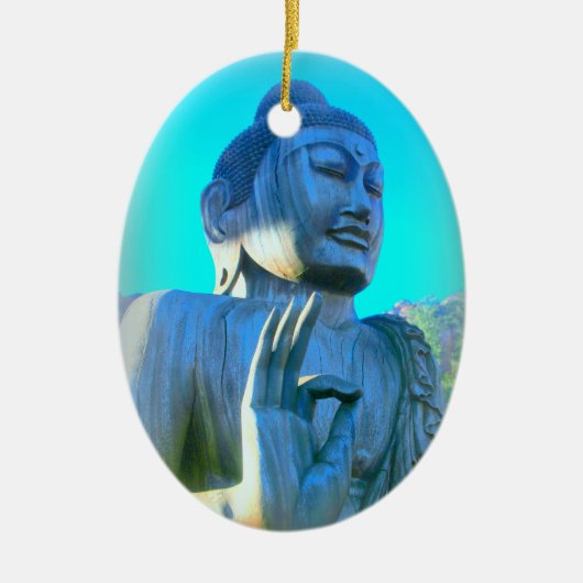 Blauer Buddha Keramikornament (Vorne)