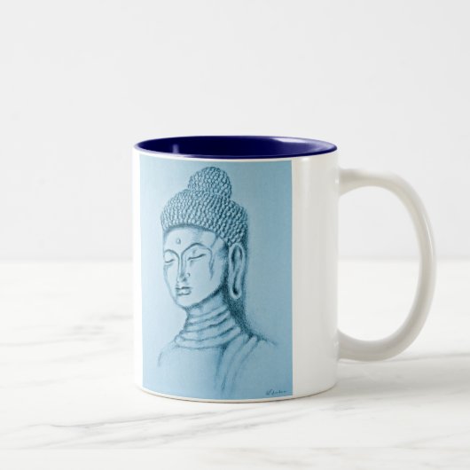 Blauer Buddha/Namaste Zwei-Ton Tasse (Rechts)