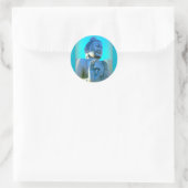 Blauer Buddha Runder Aufkleber (Tasche)
