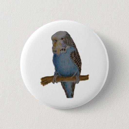 Blauer budgie Kunstknopf Button (Vorderseite)