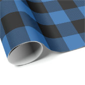 Blauer Büffel-kariertes Geschenkpapier (Rolleneckpunkt)