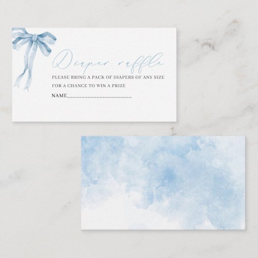 Blauer Bugband Babydusche Windelraf Begleitkarte (Vorne/Hinten)