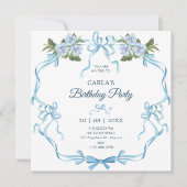 Blauer Bugband Geburtstag Einladung (Vorderseite)