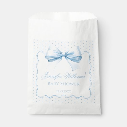 Blauer Bugband Punkt Babydusche Geschenktütchen (Vorderseite)