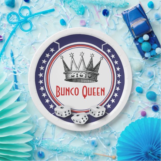 Blauer Bunco Queen Pappteller (Party)