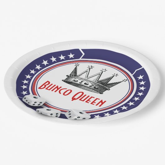 Blauer Bunco Queen Pappteller (Schrägansicht)