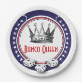 Blauer Bunco Queen Pappteller (Vorderseite)