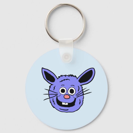 Blauer Bunny-Kopf Schlüsselanhänger (Vorderseite)