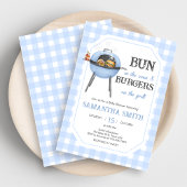 Blauer Burger BBQ Baby Shower Einladung
