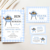 Blauer Burger BBQ Baby Shower Einladung
