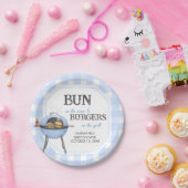 Blauer Burger BBQ Baby Shower Pappteller (Party)