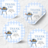 Blauer Burger BBQ Baby Shower Runder Aufkleber