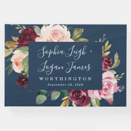 Blauer Burgund Gold Blush Pink Blues Hochzeit Gästebuch