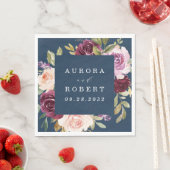 Blauer Burgund Gold Blush Pink Blues Hochzeit Serviette (Beispiel)