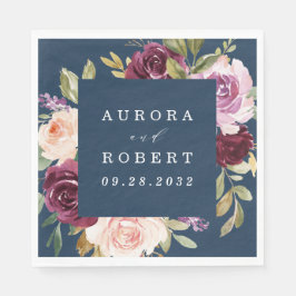 Blauer Burgund Gold Blush Pink Blues Hochzeit Serviette