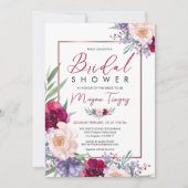 Blauer Burgund und Blush Brautparty Einladung (Vorderseite)