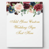 Blauer Burgundy Blauer Text Hochzeitstisch Fotoplatte (Vorderseite)