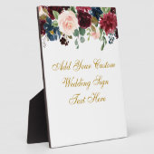 Blauer Burgundy Blauer Text Hochzeitstisch Fotoplatte (Seite)