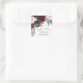 Blauer Burgundy Blush Pink Silver Gold Wedding Quadratischer Aufkleber (Tasche)