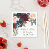 Blauer Burgundy Blush Pink Silver Gold Wedding Serviette (Beispiel)