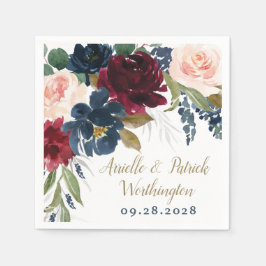 Blauer Burgundy Blush Pink Silver Gold Wedding Serviette