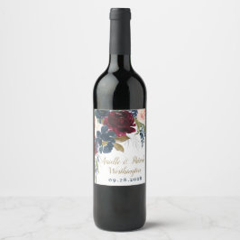 Blauer Burgundy Blush Pink Silver Gold Wedding Weinetikett