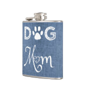 Blauer Burlap Hund Mama Flask Flachmann (Links)