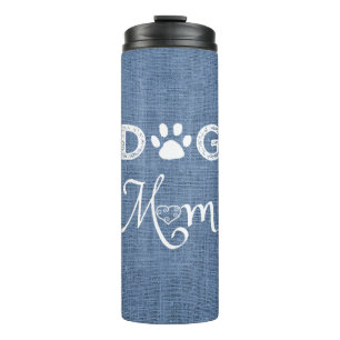Blauer Burlap Hund Mama Thermal Tumbler Thermosbecher
