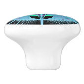 Blauer Burst Fraktal Schublade und Kabinentasten Keramikknauf (Seitenansicht)