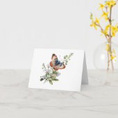 Blauer Butterfly mit Blume Stem BLANK Karte (Gelbe Blume)