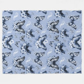 Blauer Butterfly Muster Fleece Blanket (Vorderseite (Horizontal))