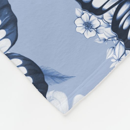 Blauer Butterfly Muster Fleece Blanket (Ecke)