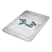 Blauer Butterfly Personalisiert Bath Mat Badematte (Schrägansicht)