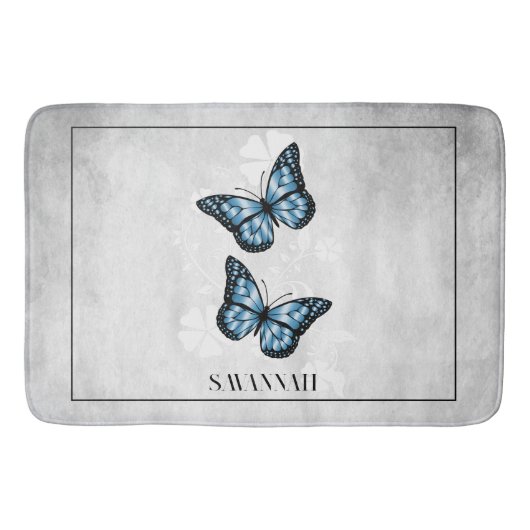 Blauer Butterfly Personalisiert Bath Mat Badematte (Vorderseite)
