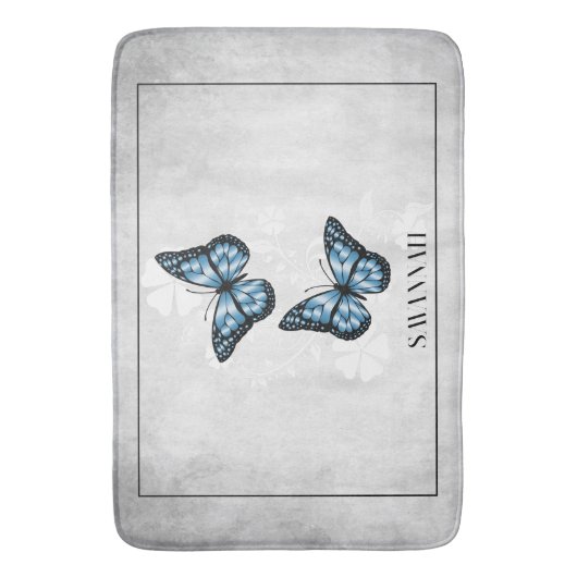 Blauer Butterfly Personalisiert Bath Mat Badematte (Vorderseite Vertikal)