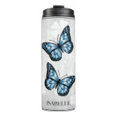 Blauer Butterfly Personalisierter Thermischer Tumb Thermosbecher (Vorderseite)