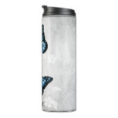 Blauer Butterfly Personalisierter Thermischer Tumb Thermosbecher (Nach rechts gedreht)