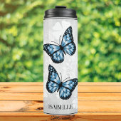 Blauer Butterfly Personalisierter Thermischer Tumb Thermosbecher