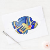 Blauer Butterflyfish Oval Sticker (Umschlag)