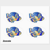 Blauer Butterflyfish Oval Sticker (Blatt)