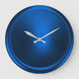 Blauer Button Große Wanduhr