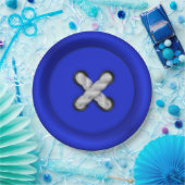 Blauer Button Pappteller (Party)