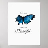 Blauer Buttrerfly gebrochen Minimal weiß 3:4 Poste Poster (Vorne)